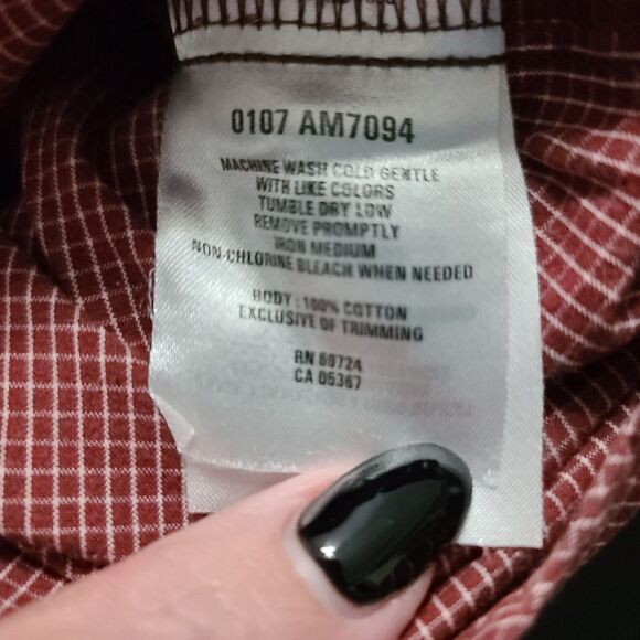 Columbia Mens Button Up Shirt Red Size Medium 100% Cotton Plaid Short Sleeve - Picture 8 of 12